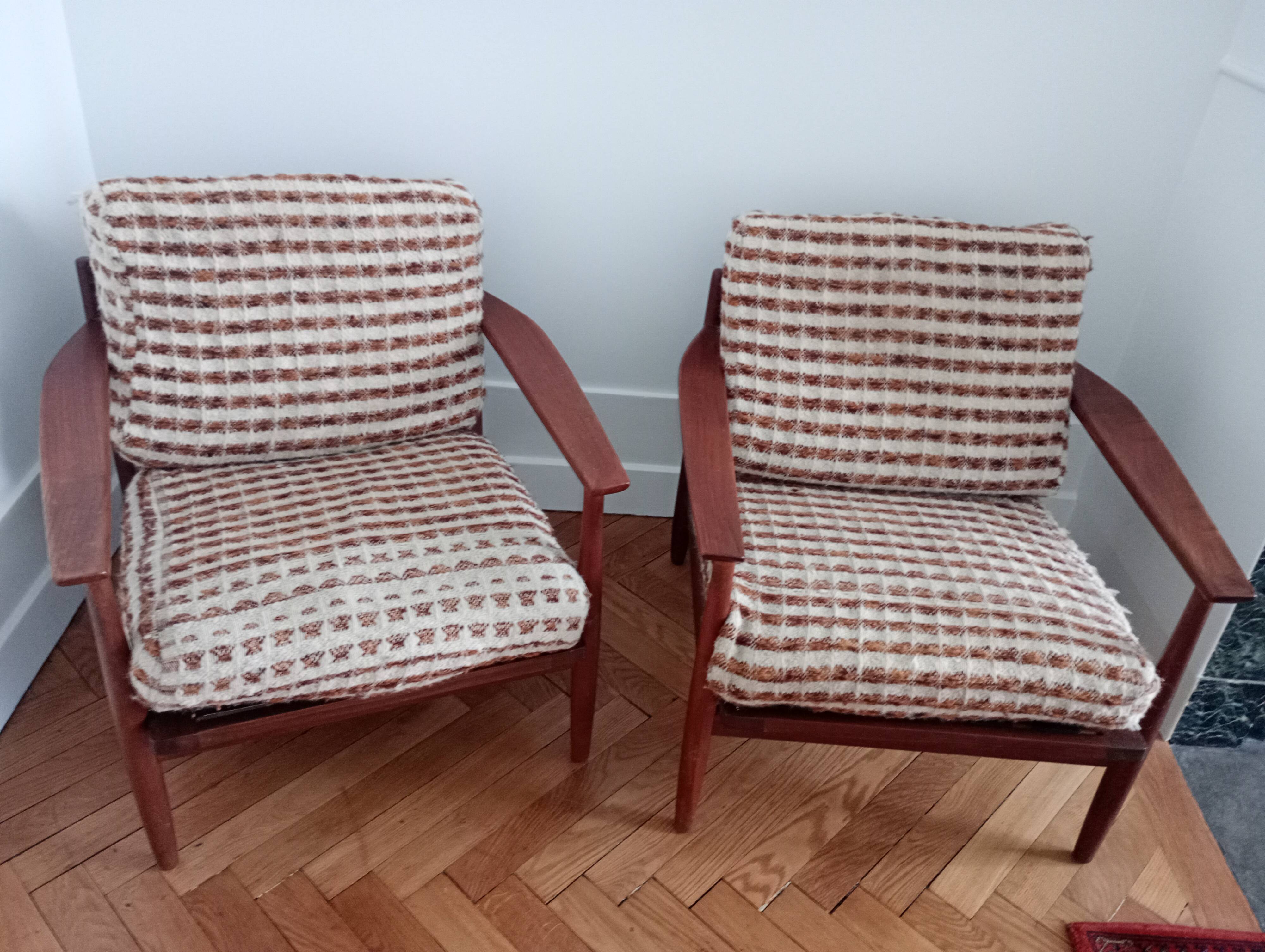 Pair of vintage Scandinavian teak armchairs.
