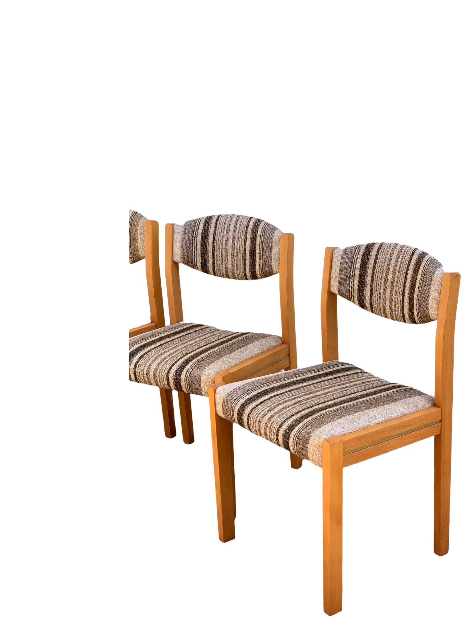 Suite de 4 chaises self hêtre laiton et laine 1960