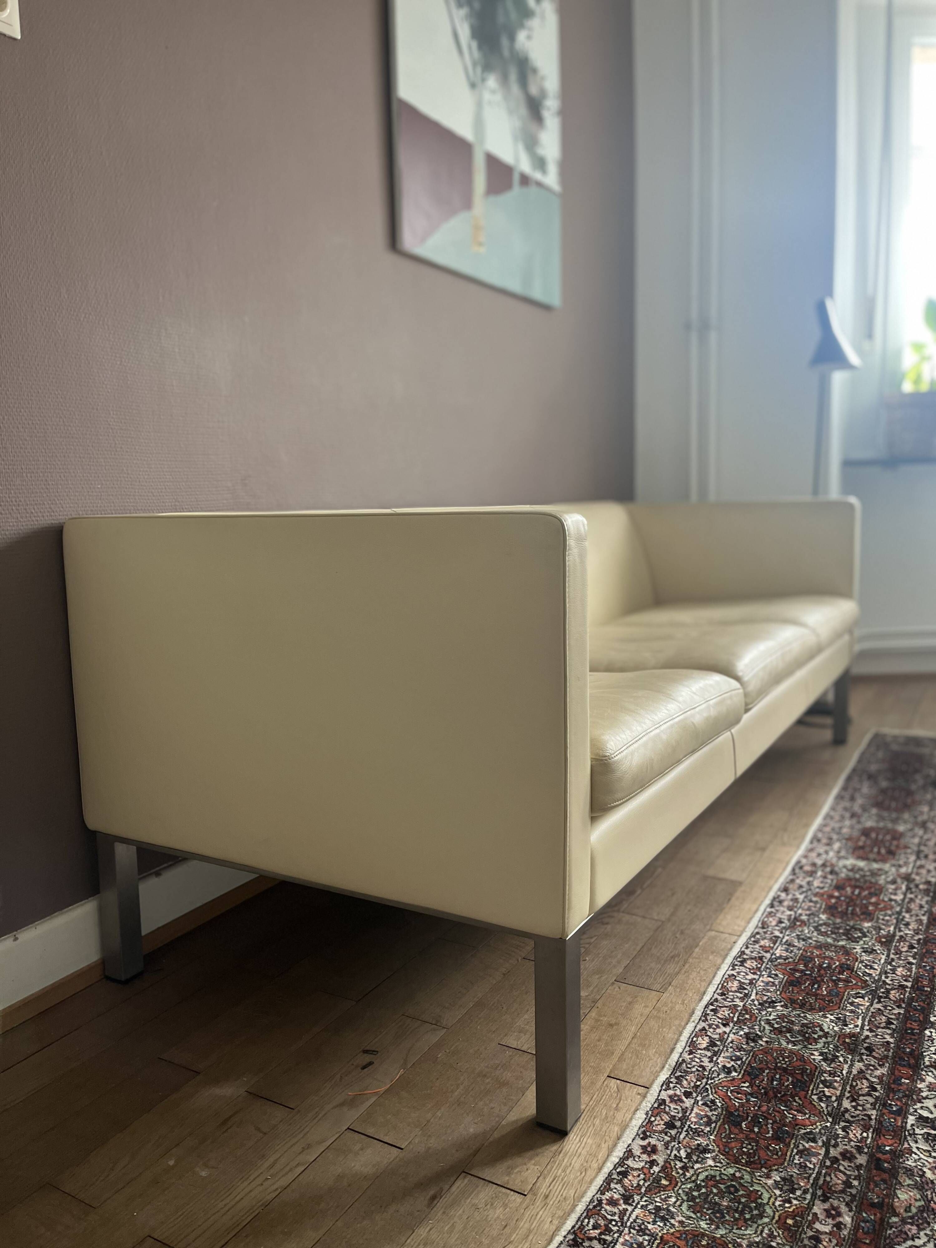 Erik Jørgensen EJ50 Sofa Danish Design - cream white leather, 3-seater