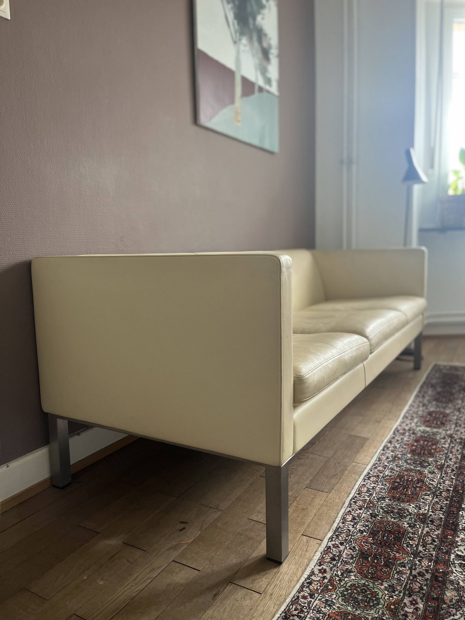 Erik Jørgensen EJ50 Sofa Danish Design - cream white leather, 3-seater