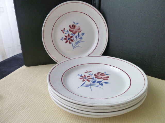 Set of 6 flat plates St Amand Céranord Yolande model