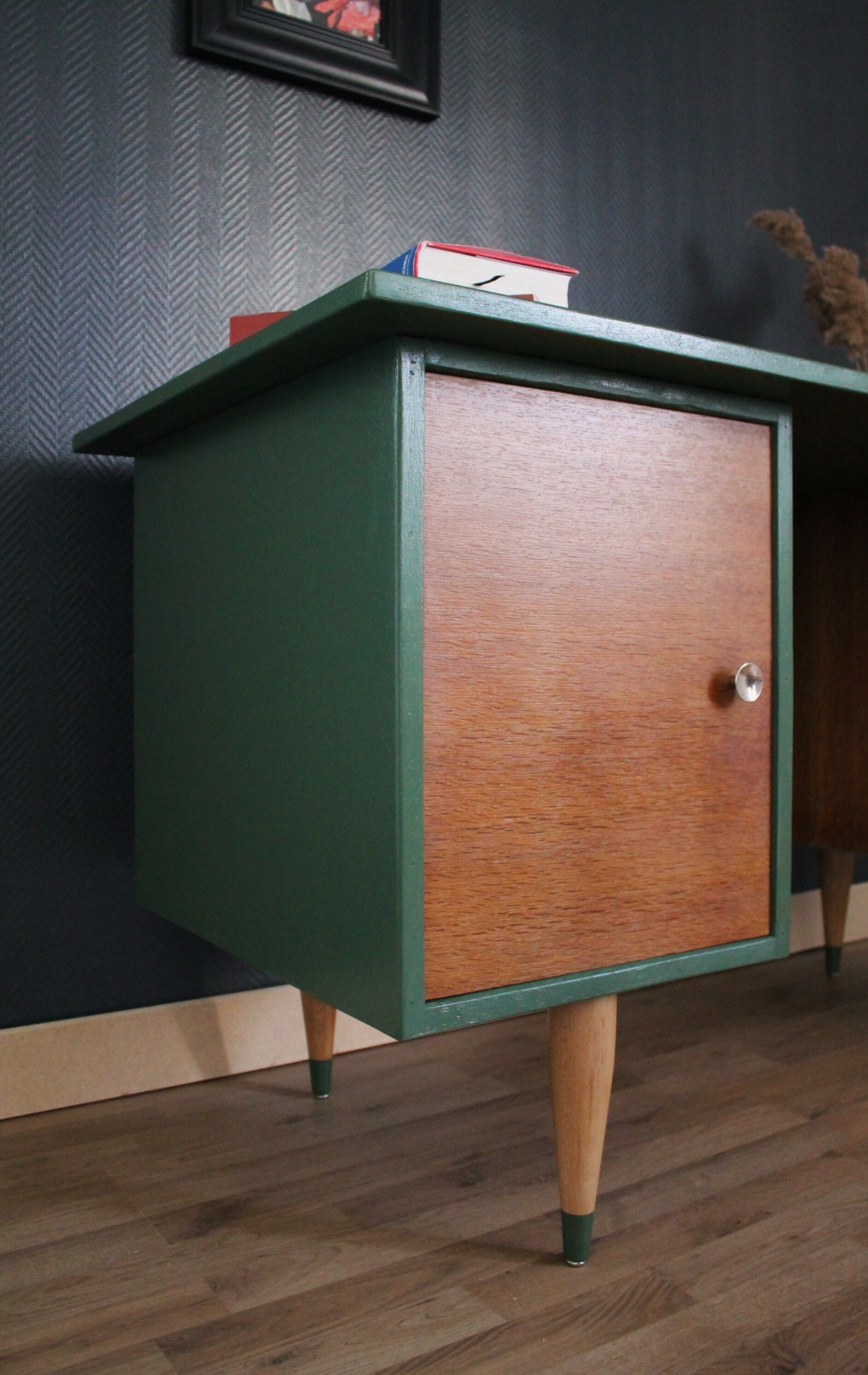 Restored office, 60/70 year, forest green and ancient flowers