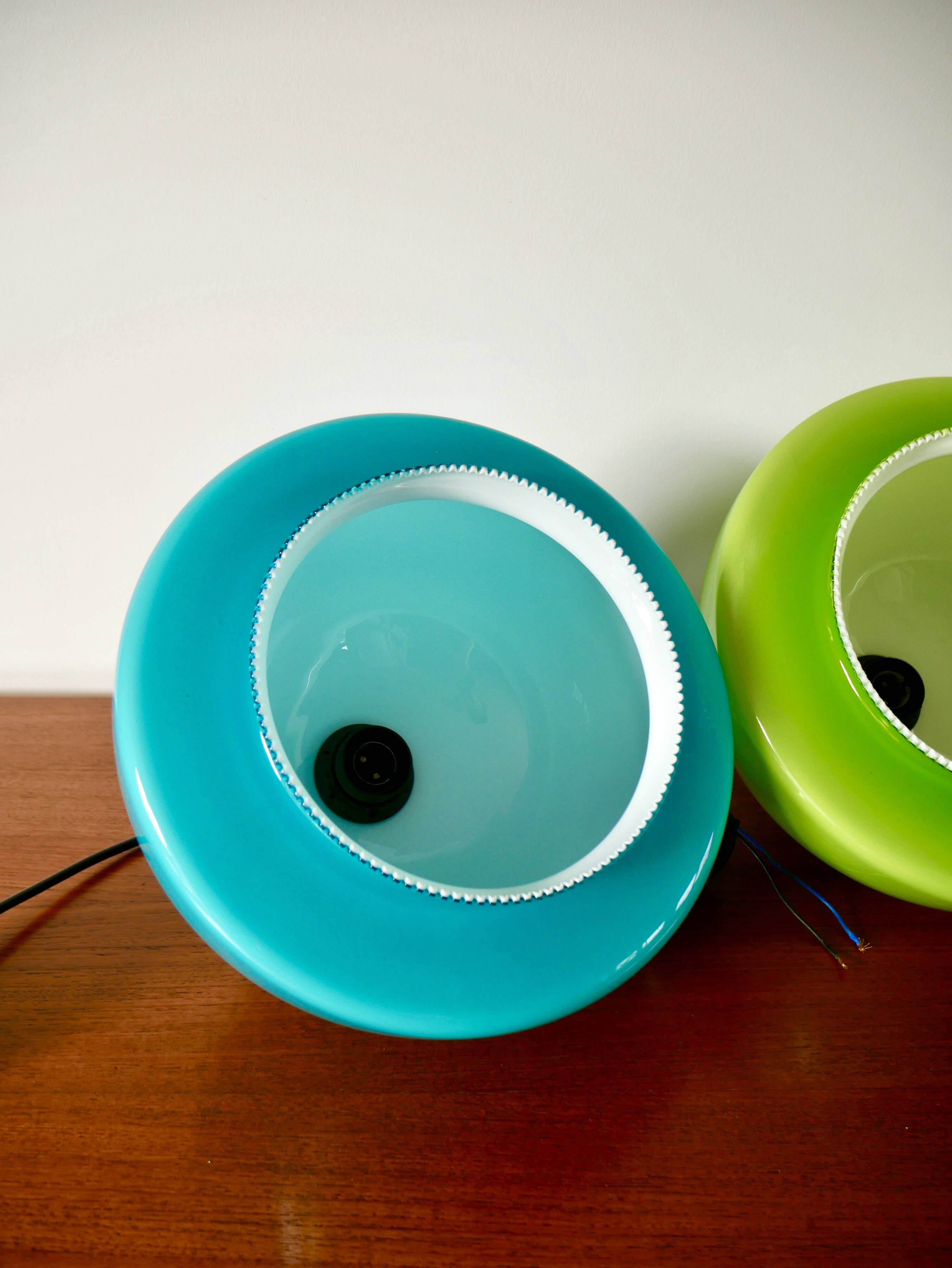 Suspension in blue opaline mushroom design 60s-70s