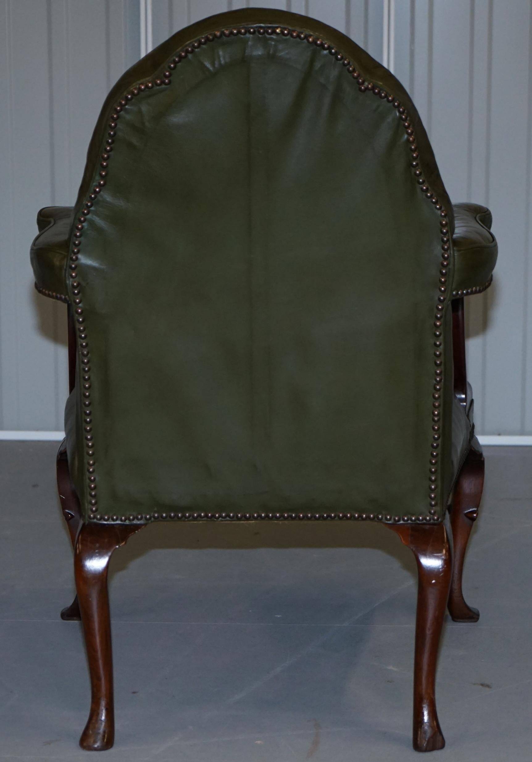 Georgian Gothic Revival Chesterfield armchair in leather, circa 1800.