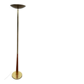 lampadaire vintage en teck et laiton