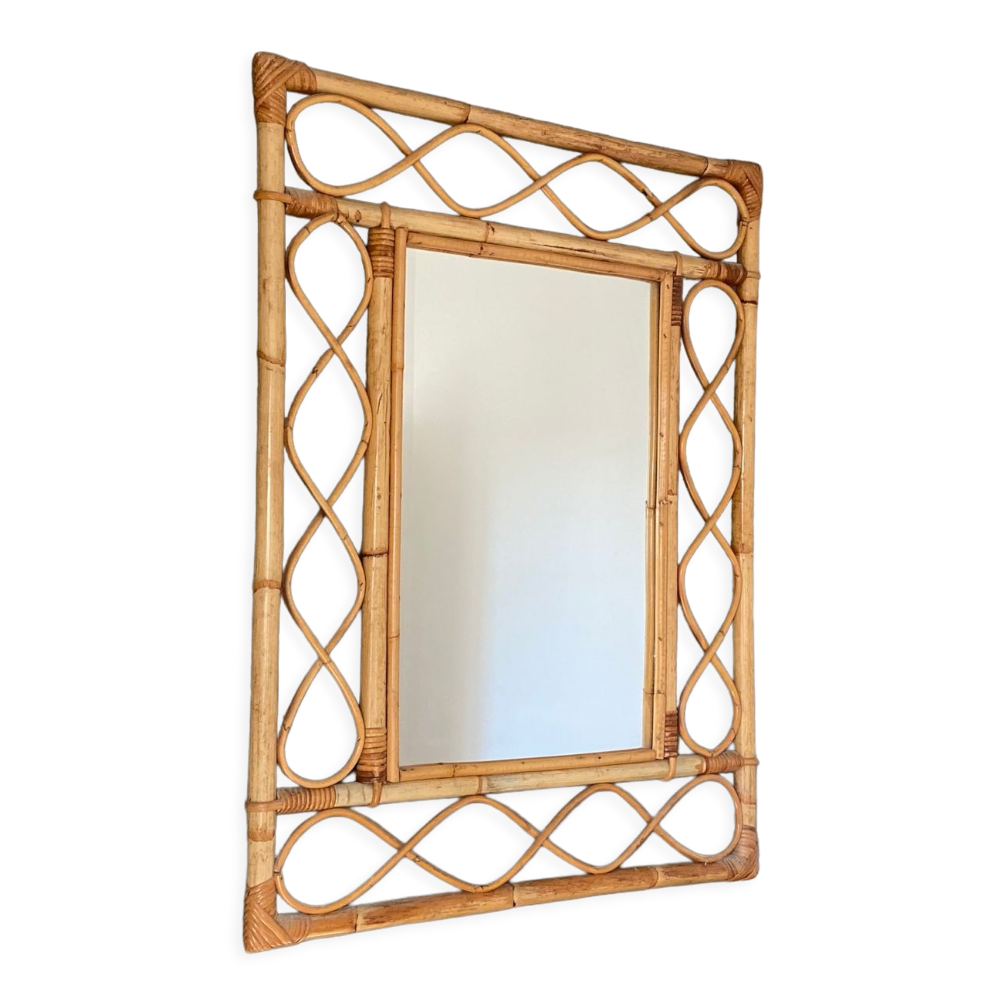 Rattan mirror, 1960, 88x66cm