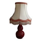 2 lampes pieds céramique rouge avec abas-jour pagode