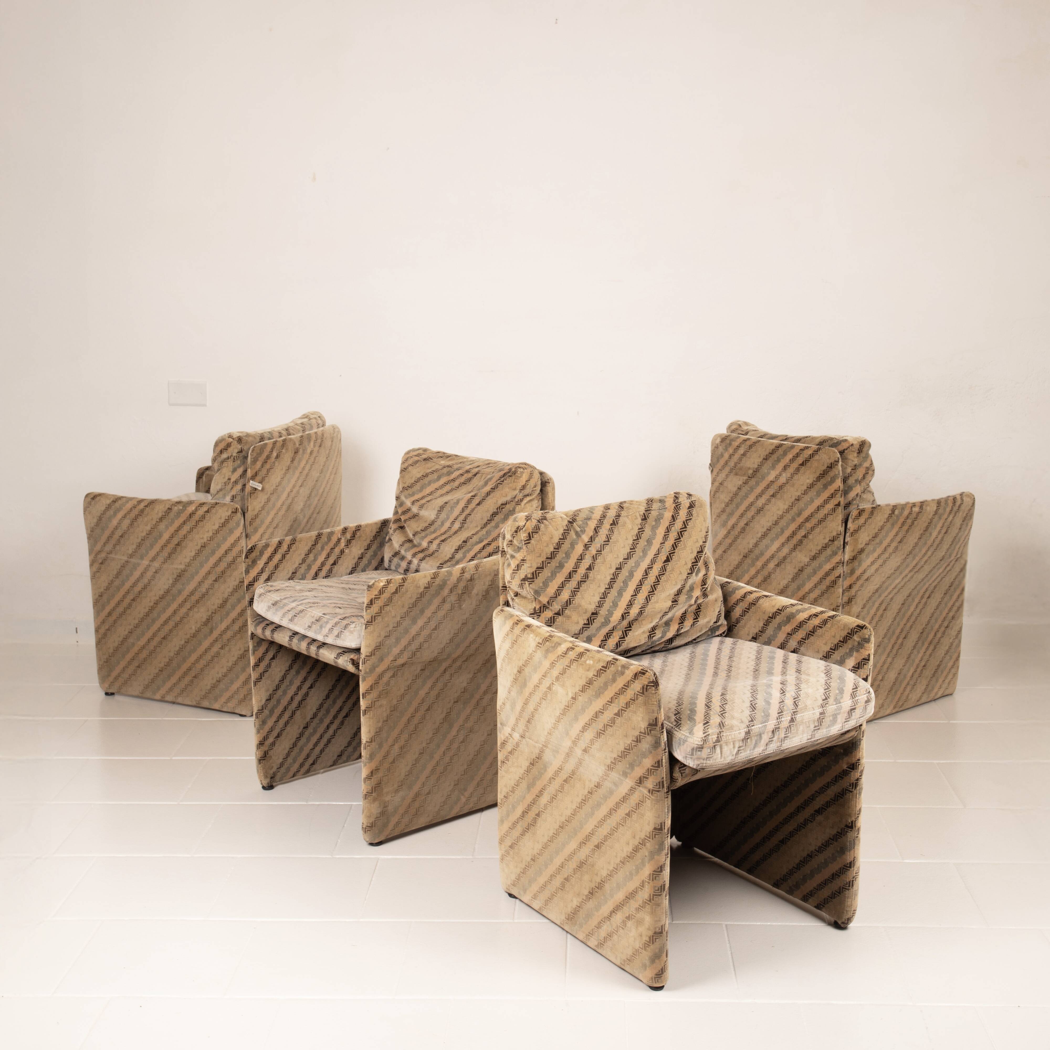 Ensemble de 4 fauteuils Salpol par Angelo Mazzola en collaboration avec Missoni
