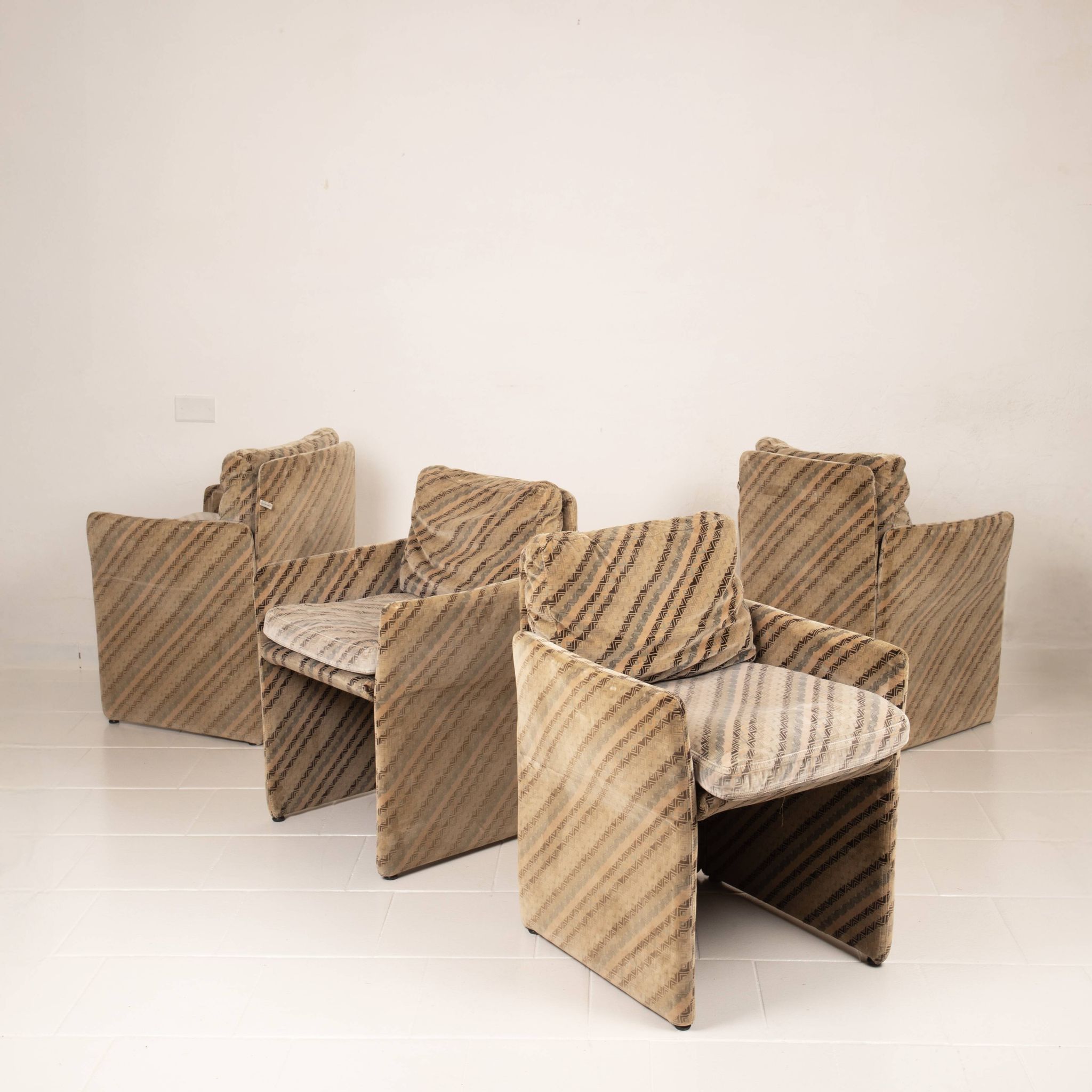 Set of 4 Salpol Armchairs by Angelo Mazzola in collaboration with Missoni