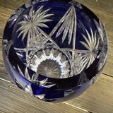 Vase Baccarat en Cristal Taillé Bleu Cobalt H 26 cm