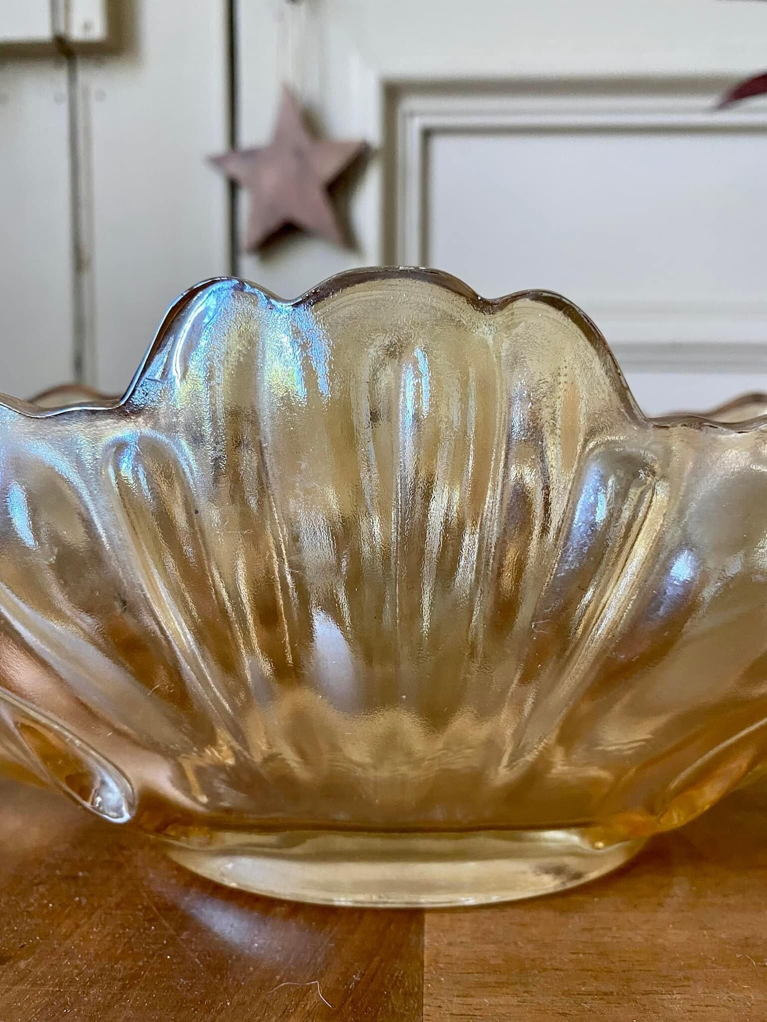 Pink carnival glass cup