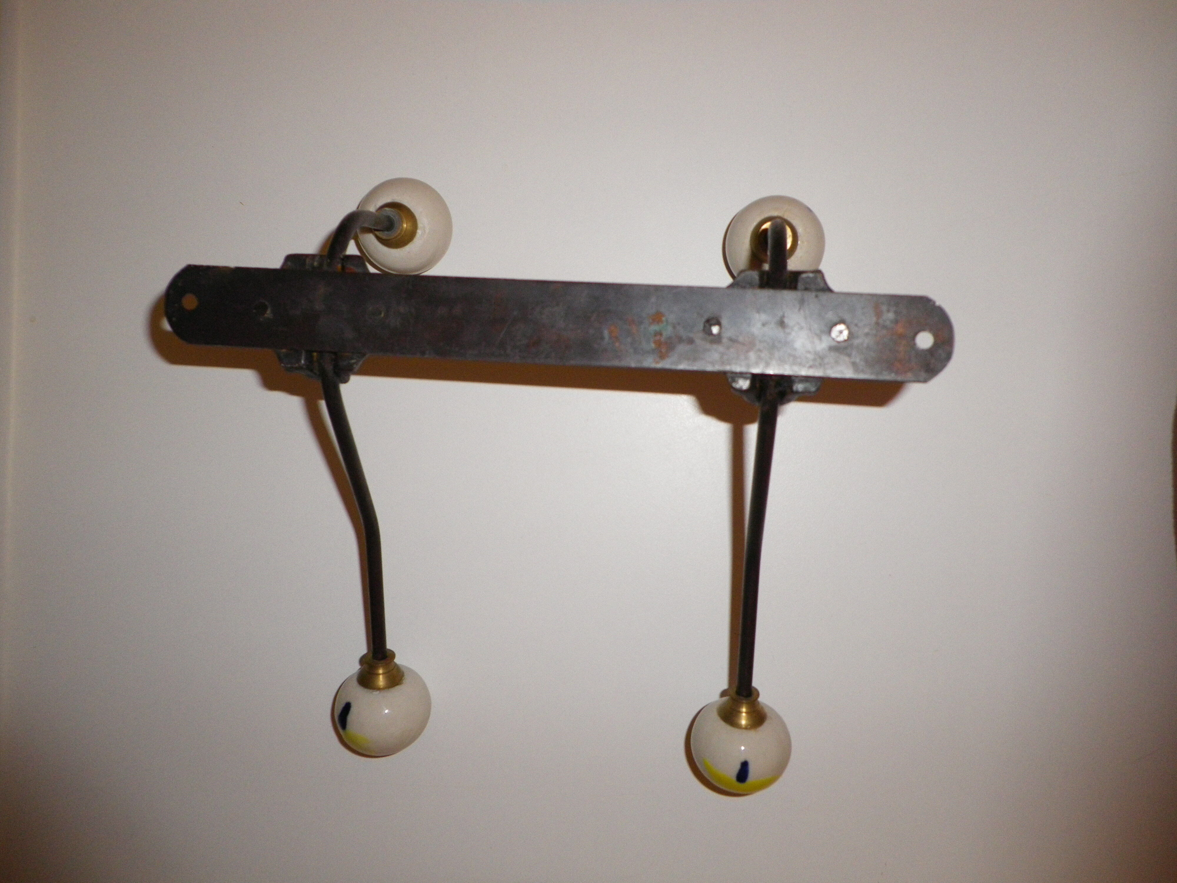 Metal, brass and ceramic coat door - 1930s