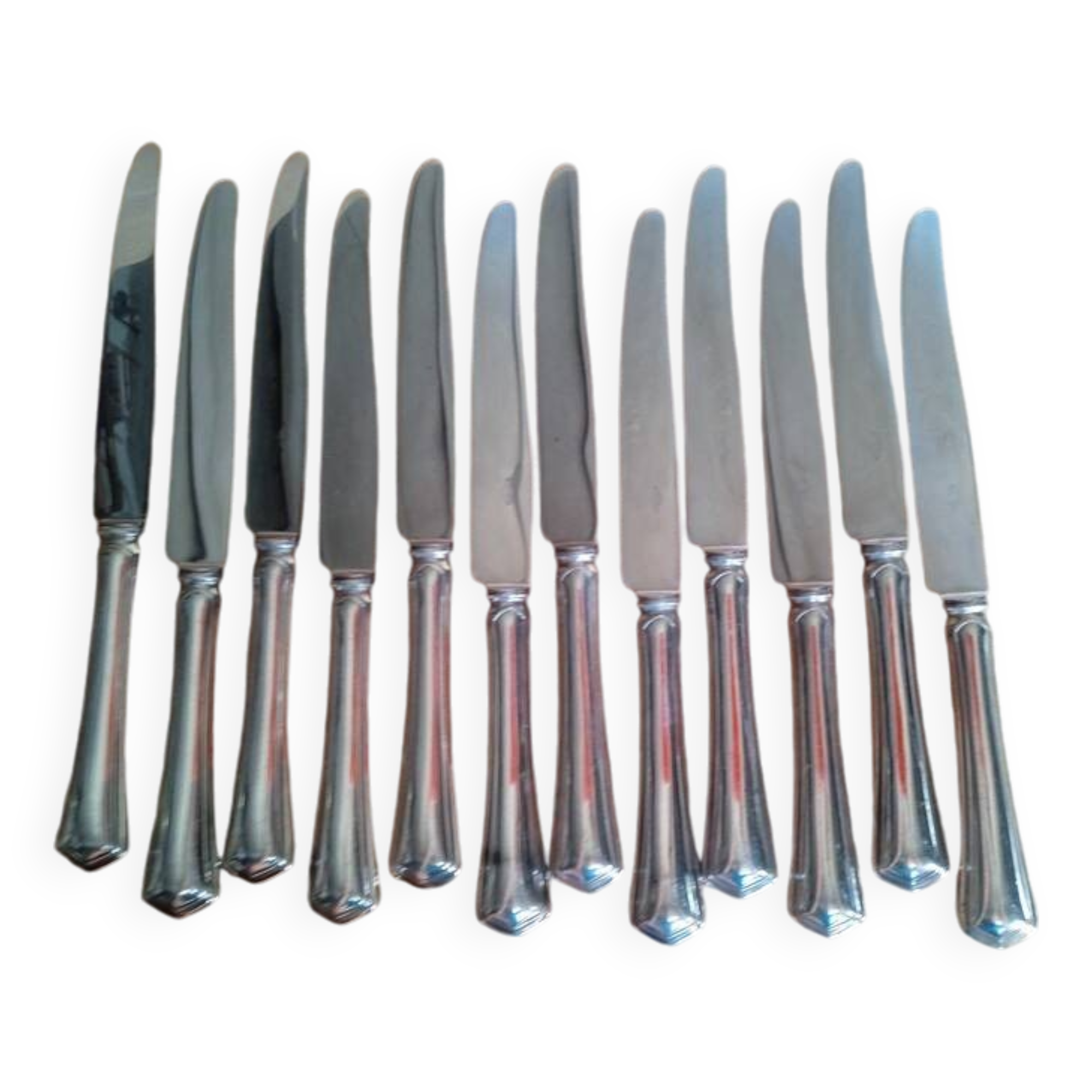 12 silver metal knives, filet model