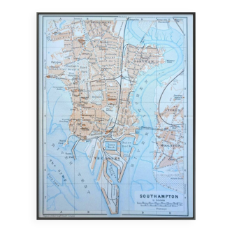 Southampton, England, original map printed in 1913.
