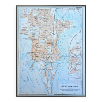 Southampton, England, original map printed in 1913.