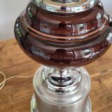 Lamp in chrome and brushed aluminum and porcelain year 70