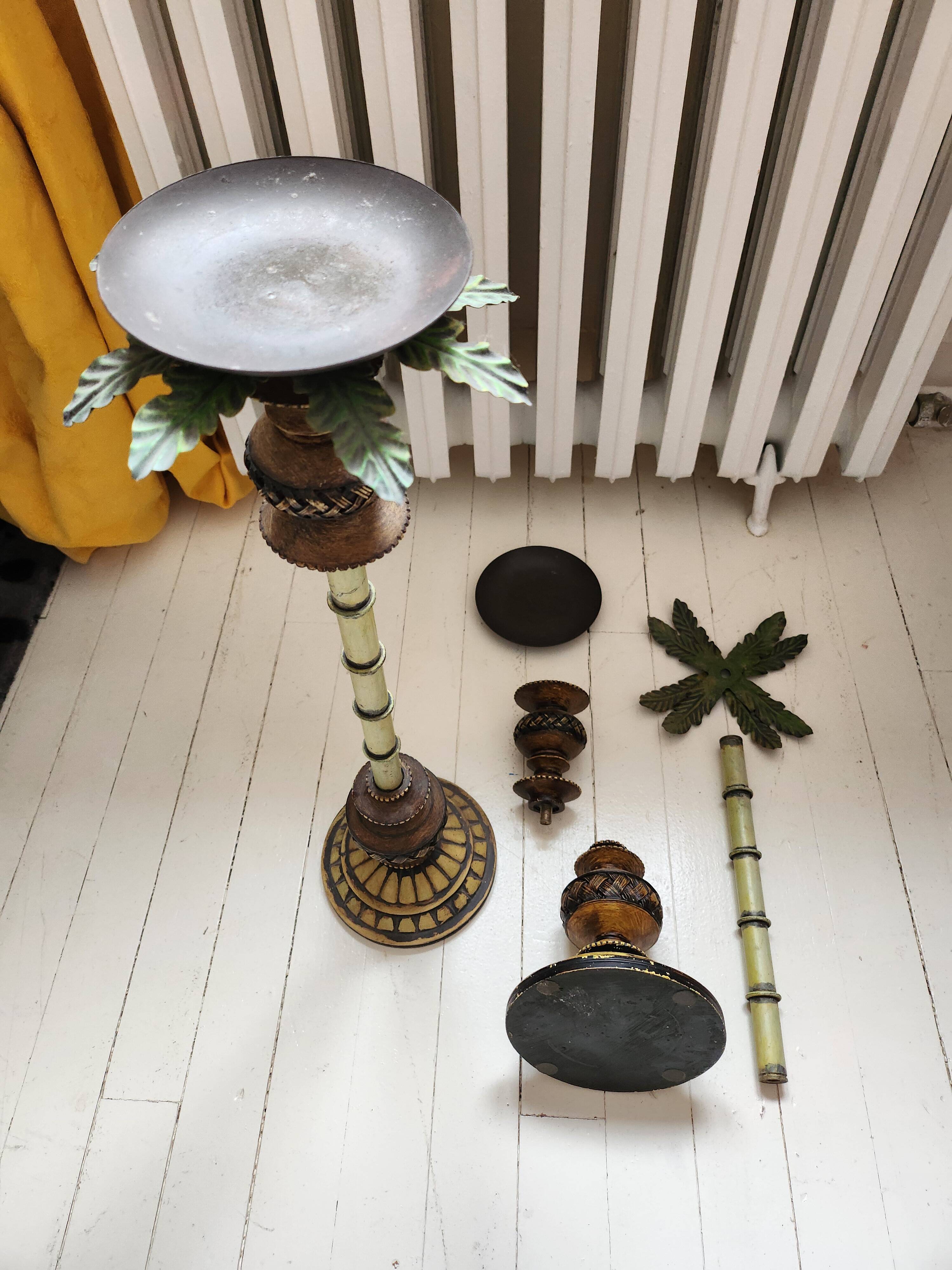 Wooden palm lamp bases or candle holders