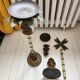Wooden palm lamp bases or candle holders