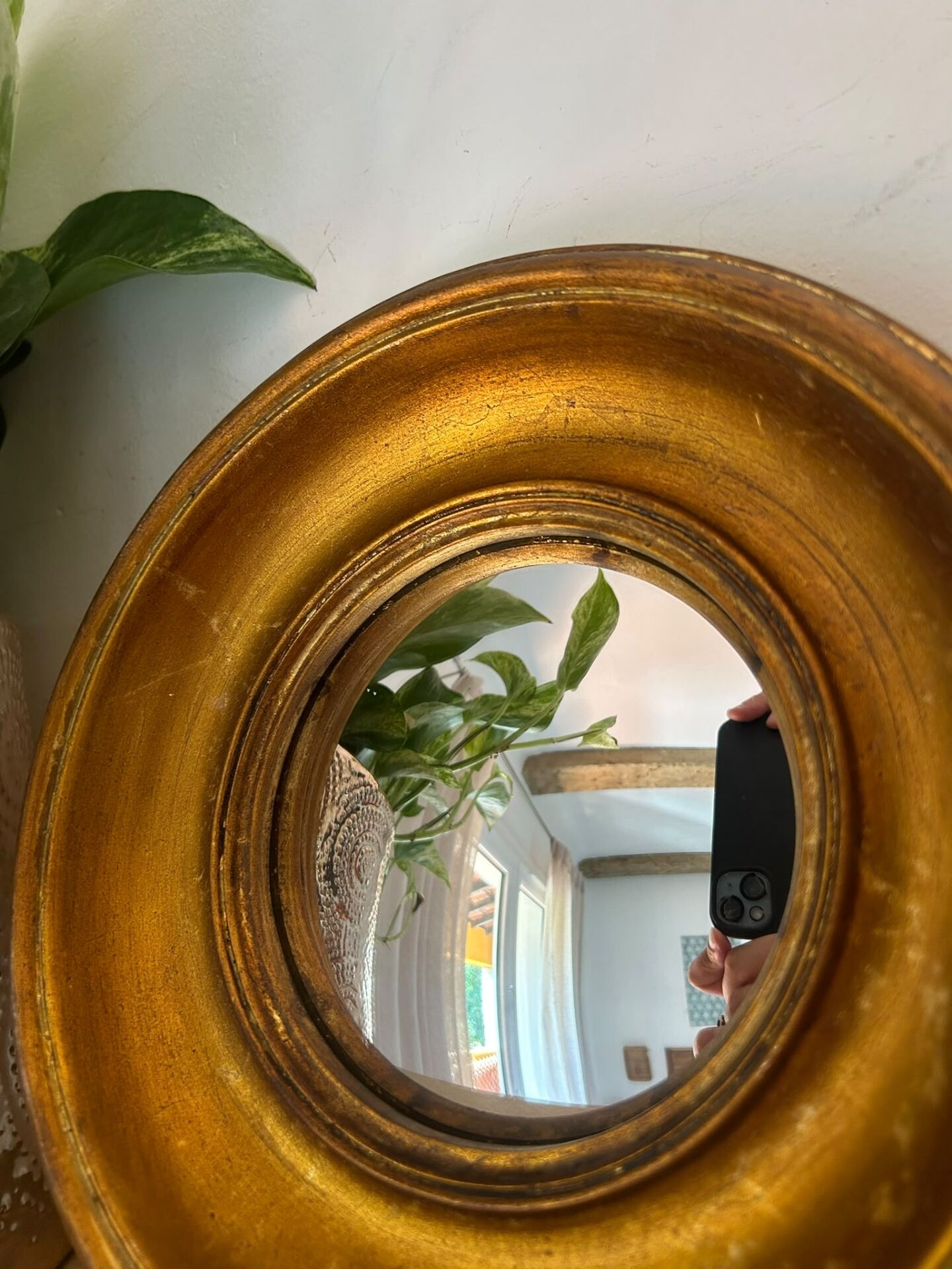 Miroir convexe rond doré miroir de sorcière