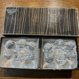 Crystal salt and pepper shaker box signed Daum from the 60s