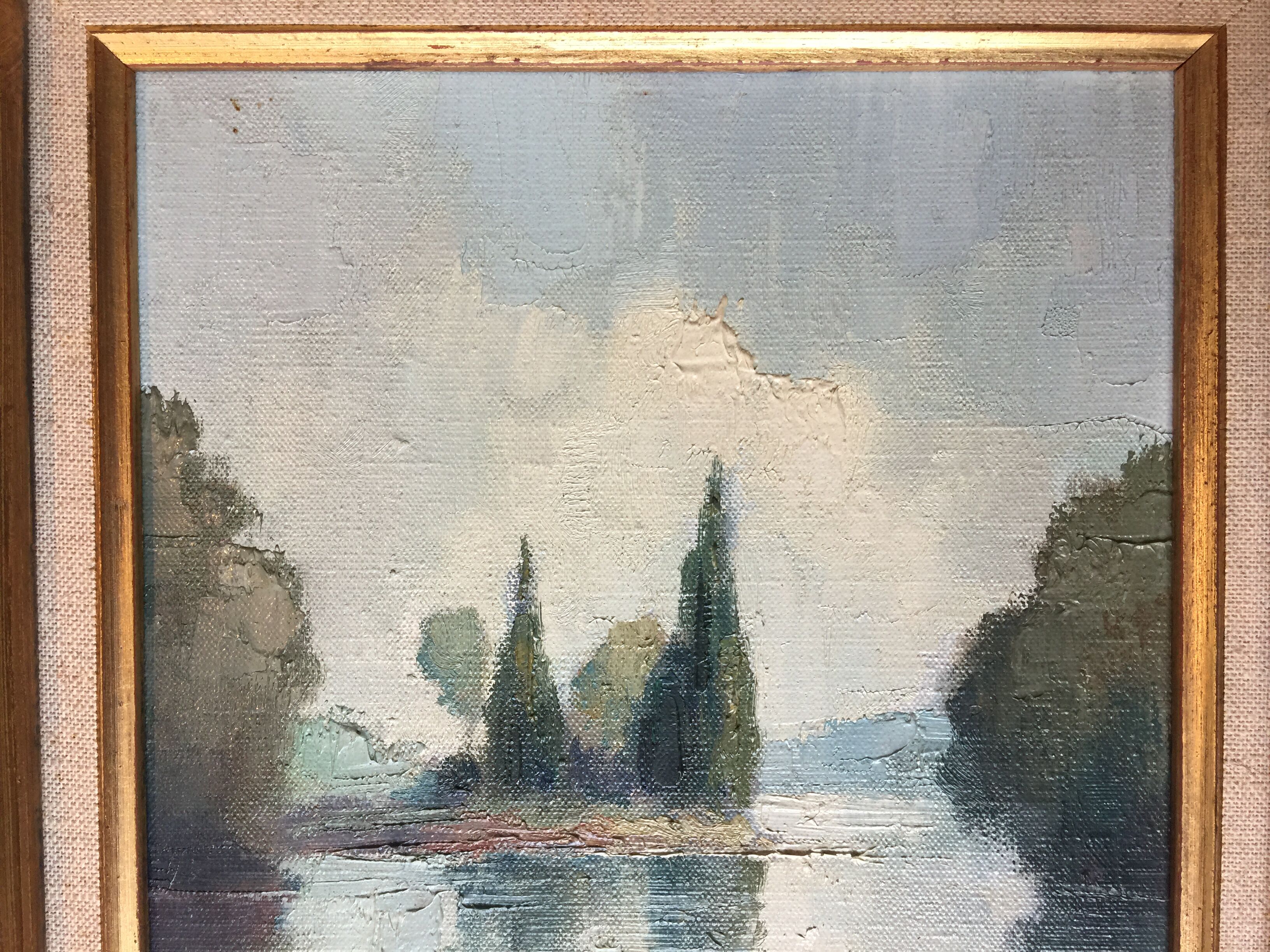 Oil sut canvas "Champagne Island on The Isle-Adam" by FRANCKI