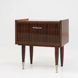Vintage nightstand in wood with chrome details, Belgium 1960s