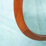 Vintage round mirror Aksel Kjersgaard, Danish teak design.