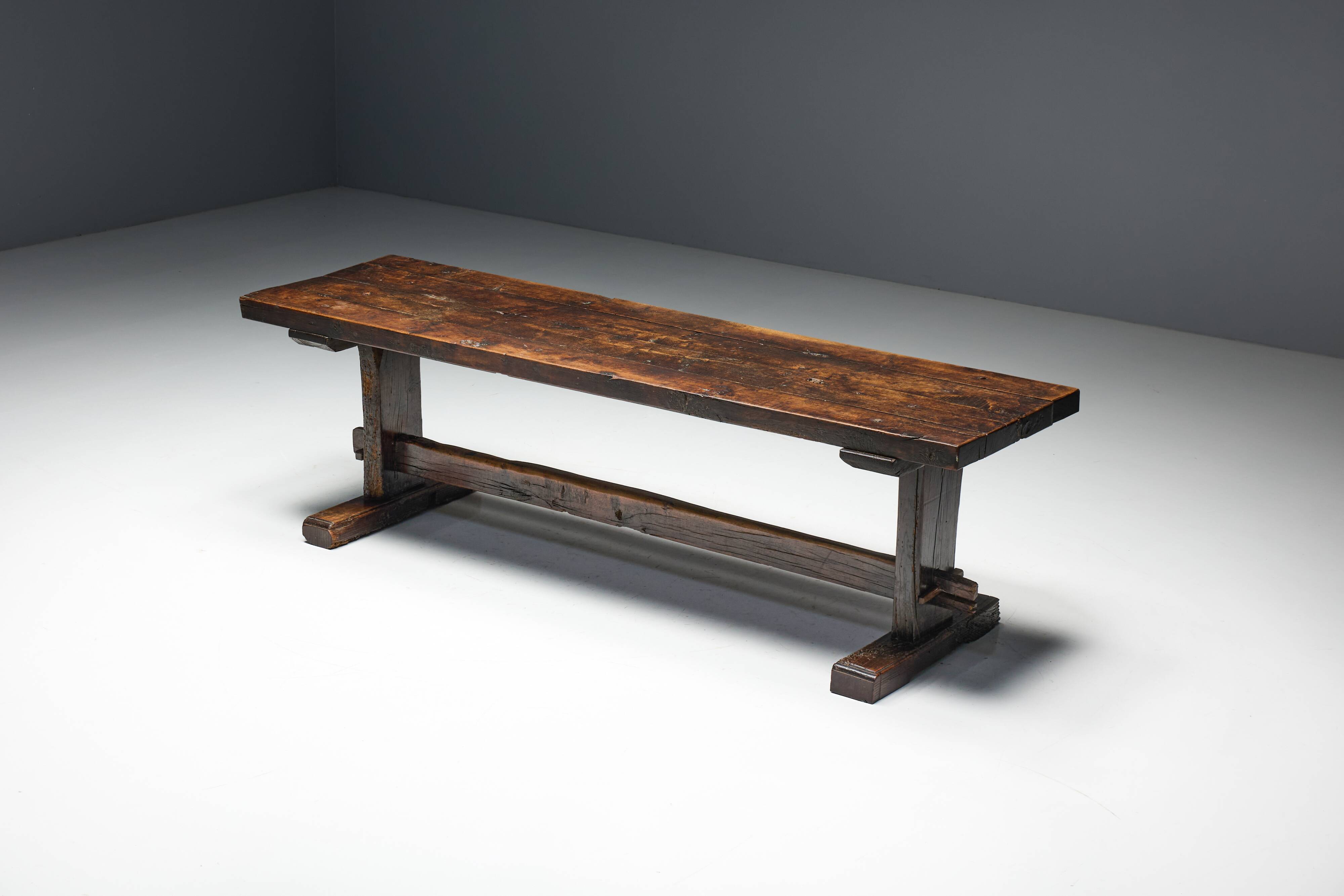 Robust Travail Populaire Farm Table, France, 19th Century