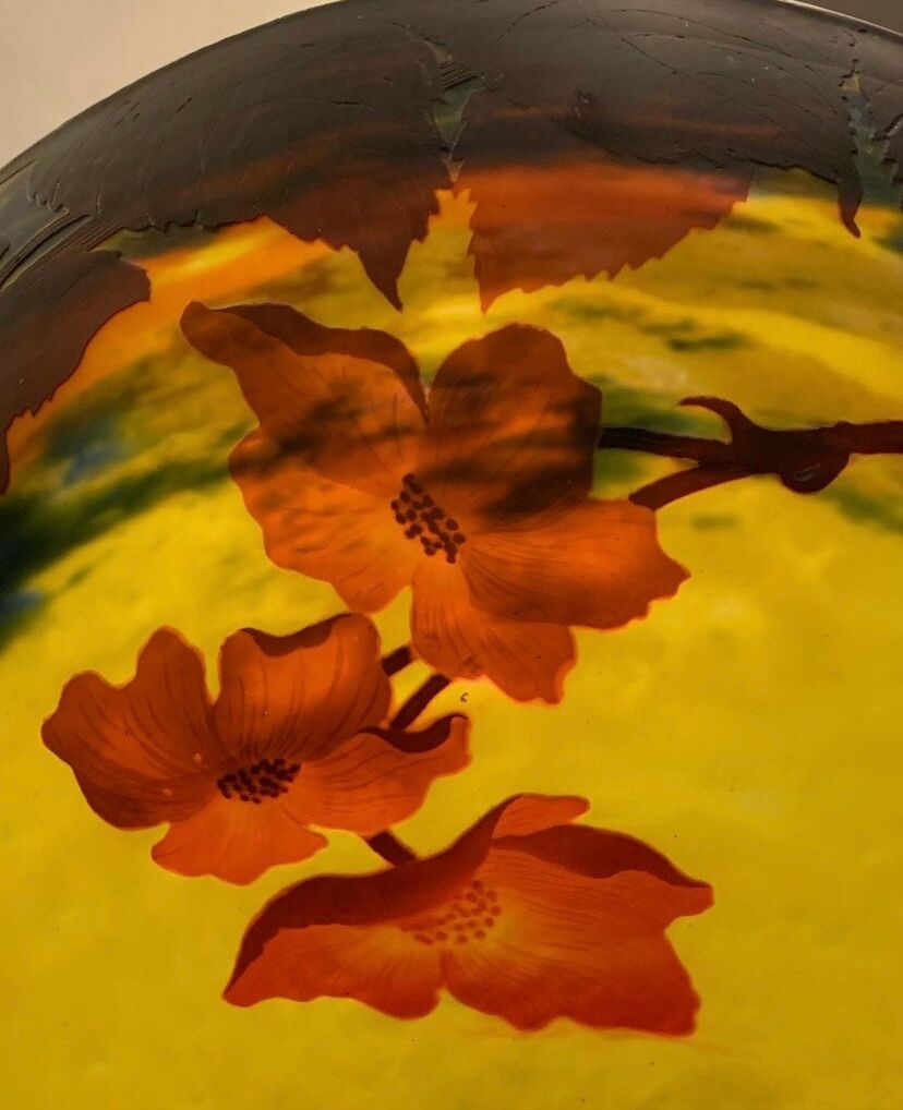 Chandelier glass paste decorated with poppies