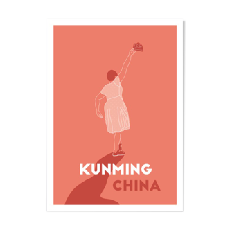 Ménade - Kunming, China - Illustration. A4 21 x 29.7. China, travel, dancer, dance