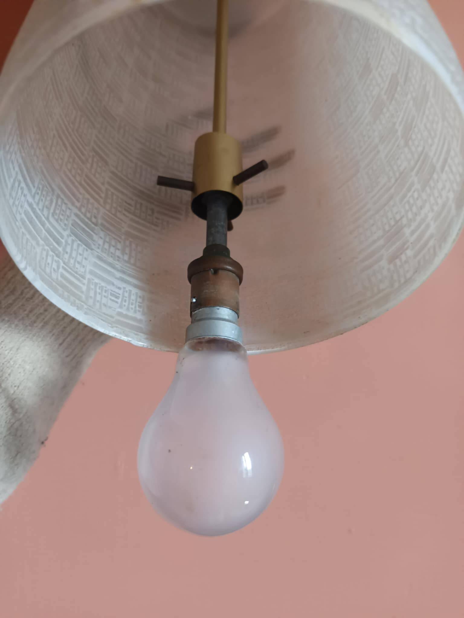 Vintage 1950 glass cylinder pendant light