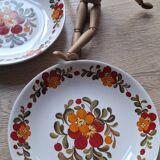 Set of 6 Moulin des Loups plates with red flowers