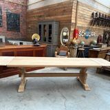 Large monastery type table in oak and its 2 extensions