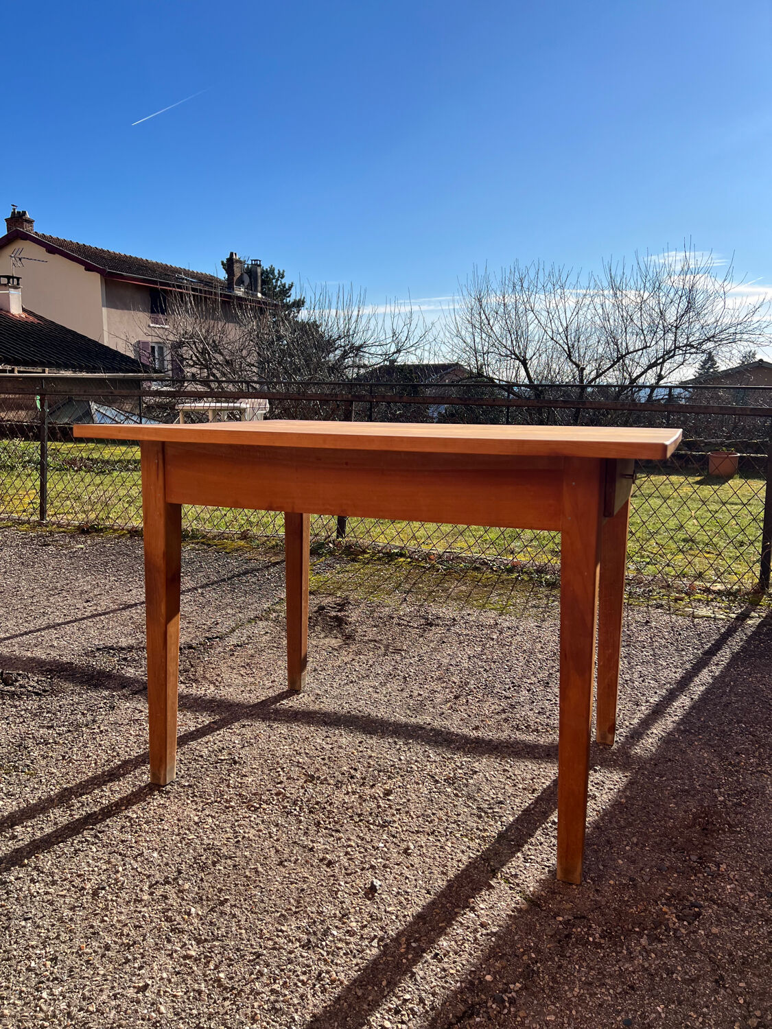 Solid wood table with side drawers