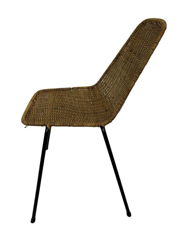 Chaise de bureau vintage en rotin Gian Franco Legler des années 1950
