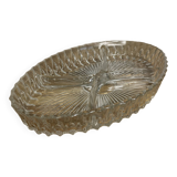 Vintage crystal appetizer tray with geometric pattern