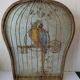 Vintage bird cage trompe-oeil painting