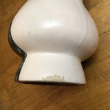 Black and white Vallauris vase with H. Caillet flower
