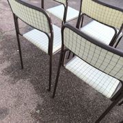 Set of 12 vintage Danish metal and fabric chairs