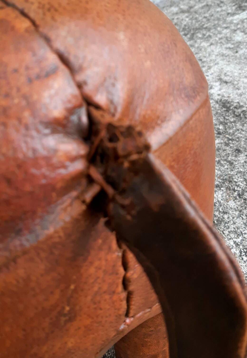 Leather footstool, Dimitri Omersa, 1950s