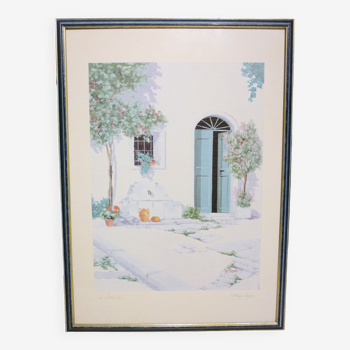 Painting “La Fontanella” lithograph signed G. Zuppini