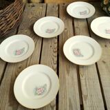6 small plates signed Limoges France with nenuphar decor and golden border