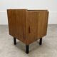 Modernist bedside table from the 1950s, wood and metal, vintage.