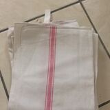 4 old cloths in linen with red stripes