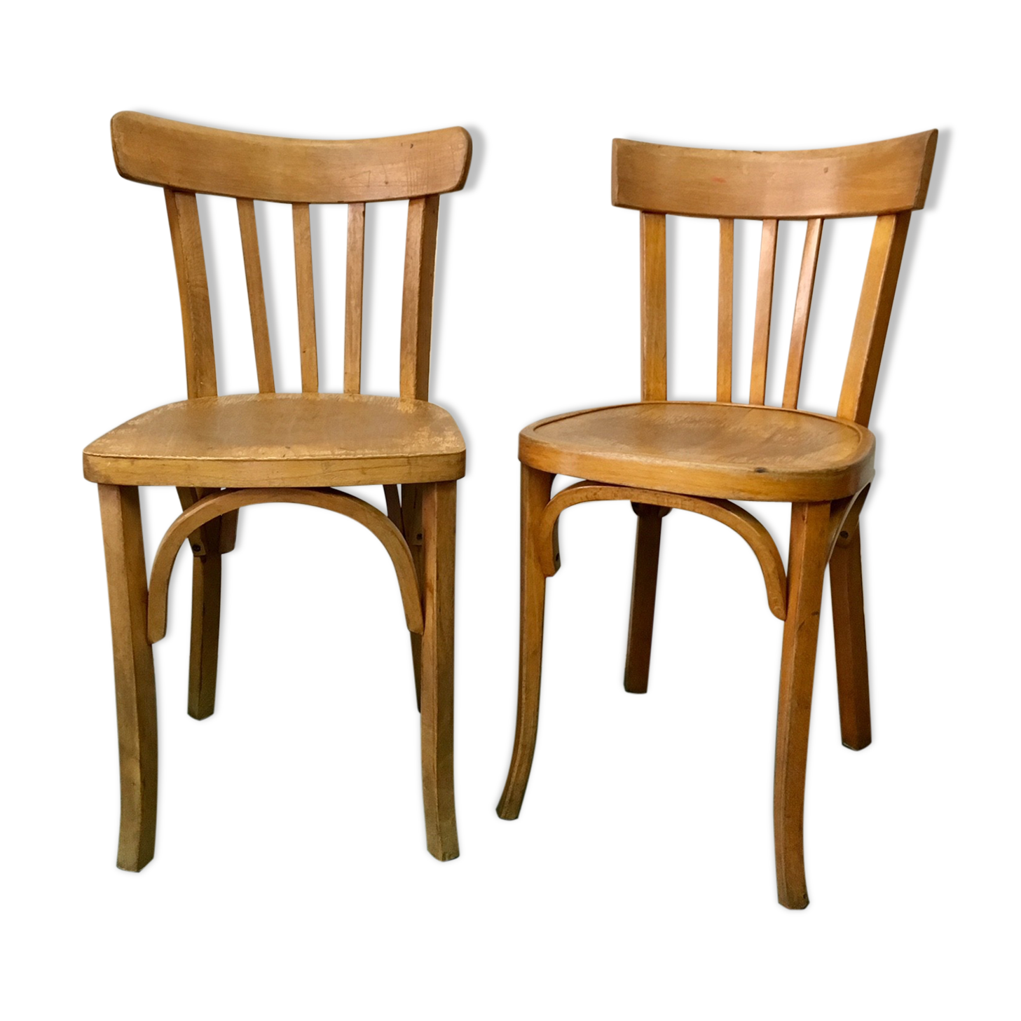 Suite de 2 chaises bistrot vintage Baumann et Cartier