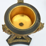 Lamp in gilded bronze and black lacquered metal