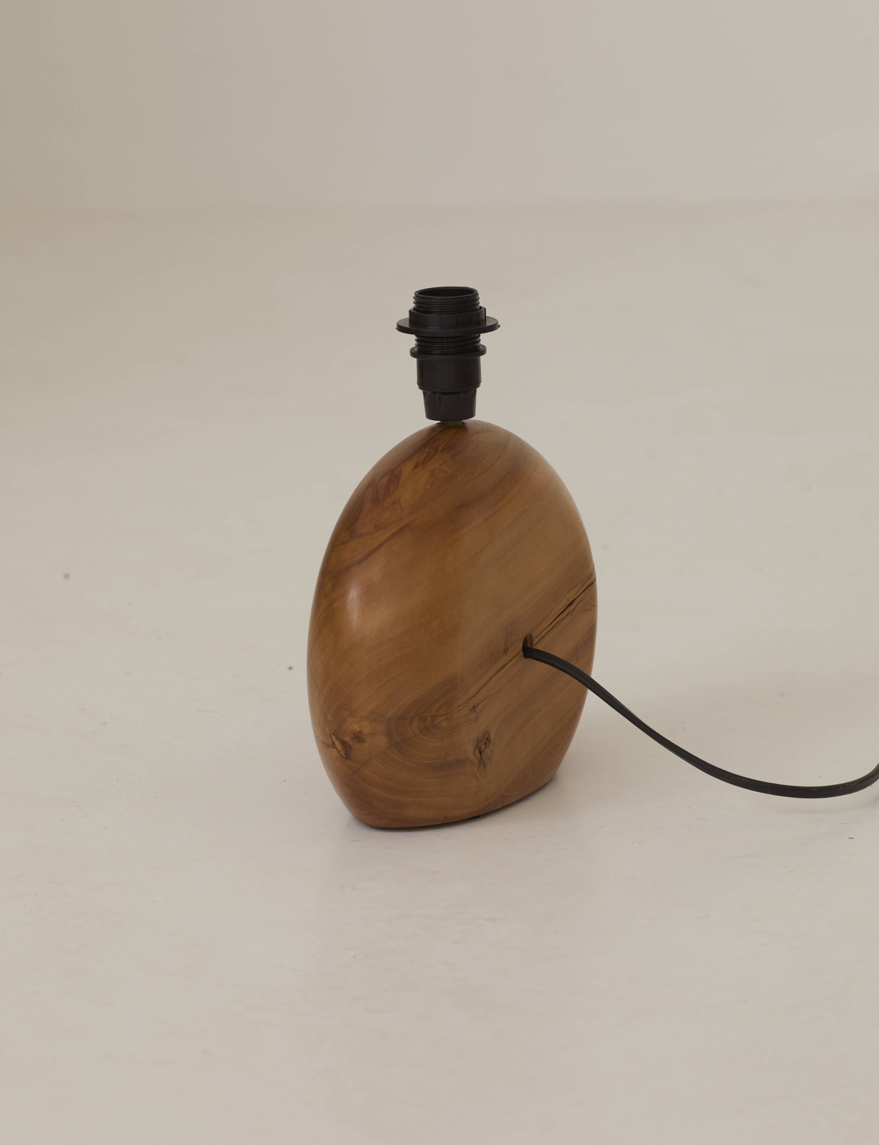 Vintage handmade solid wood lamp base (olive) Circa 1970