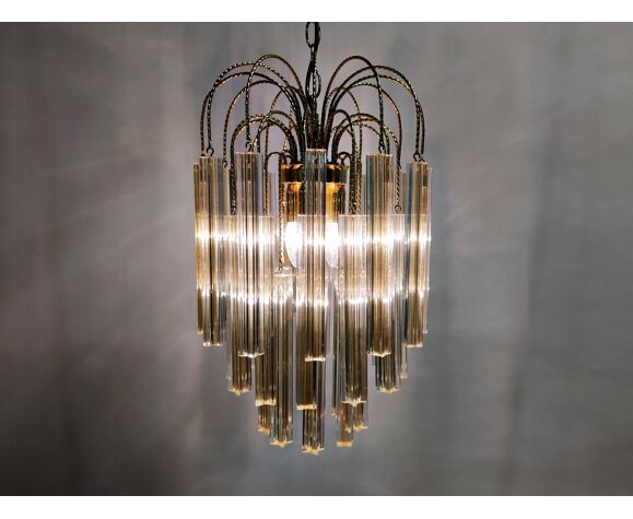 Midcentury Italian Murano Venini White And Yellow Crystal Chandelier 1970s Selency Midcentury Italian Murano Venini White, Venini Style Murano Glass Chandelier