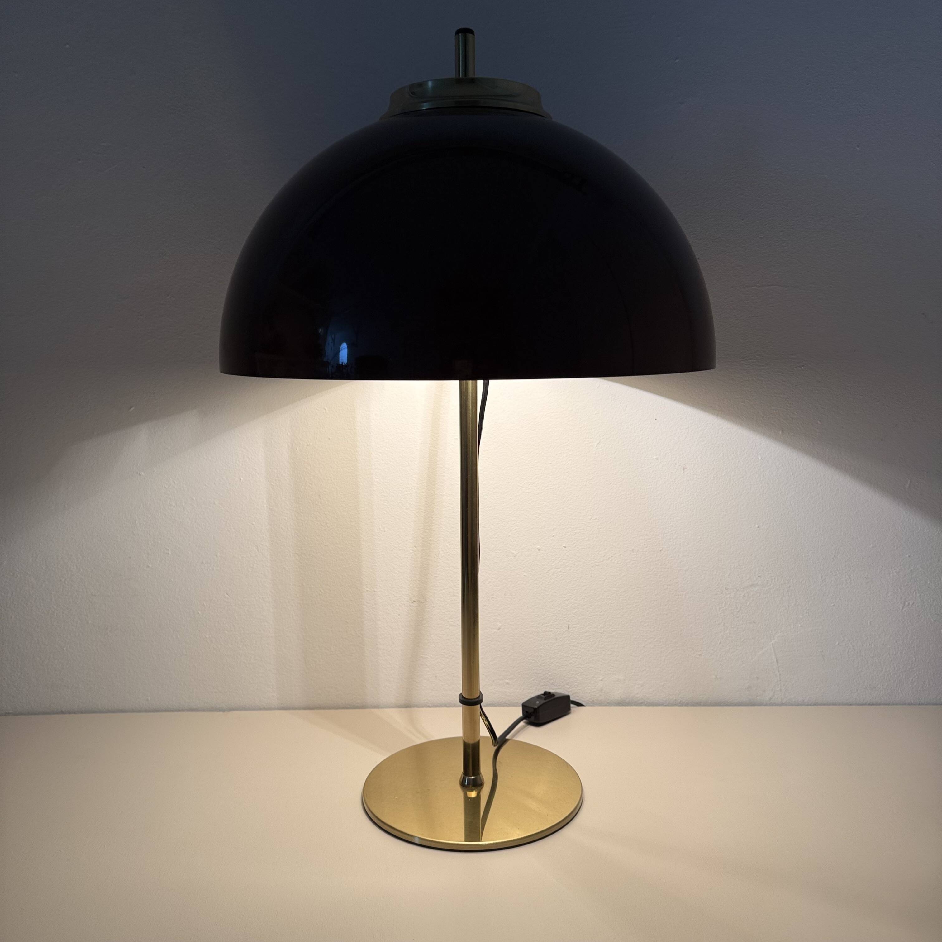 Vintage Mushroom table lamp with gold metal base , 1970s