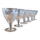6 small vintage engraved glass stemware